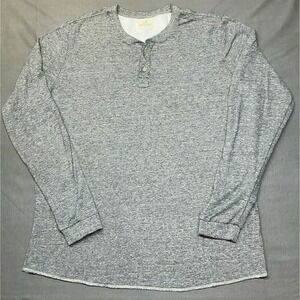 Marine Layer Henley Shirt Mens XL Gray Long Sleeve Preppy Soft Made In USA